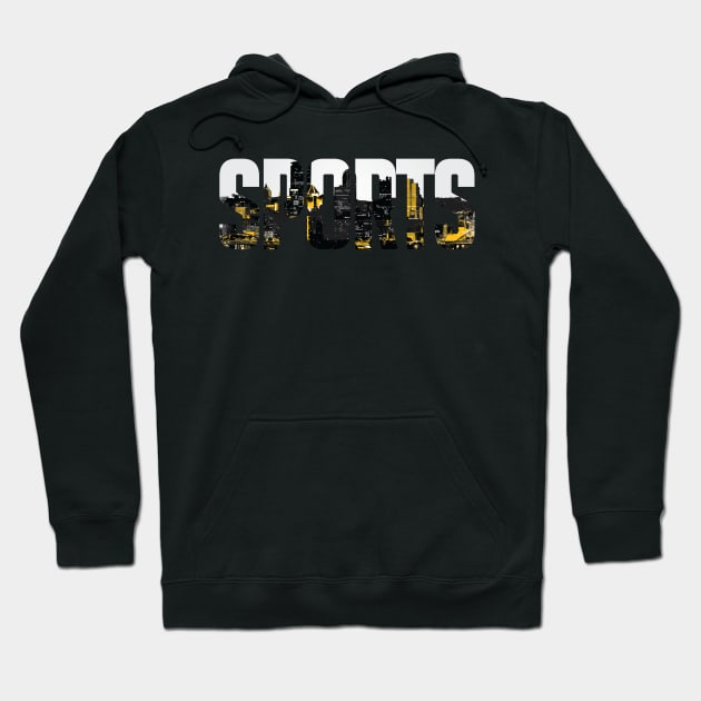 Pittsburgh Sports Black and Yellow Skyline Hoodie by polliadesign